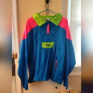 90's Vintage Columbia Neon Colorblock Windbreaker Jacket - Blue, Pink, Green